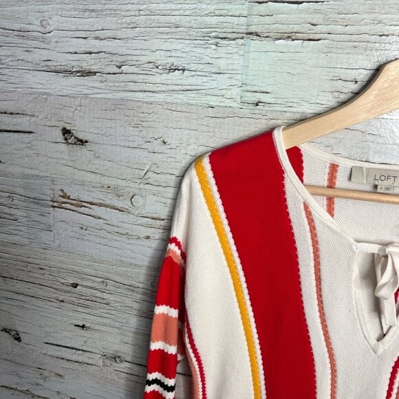 LOFT Ann Taylor striped top size small red orange - Picture 3 of 9